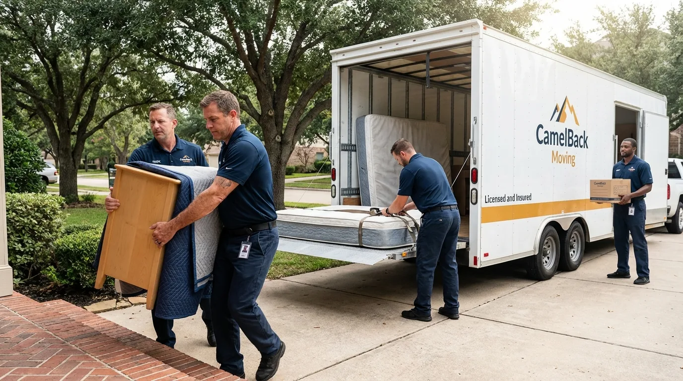 Crew loading residential truck for cross-state move from Fort Lupton, CO